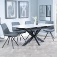 Bari Extending Dining Set - 4-6 Seater - 140cm-180cm - White Ceramic - Boden Swivel Dining Chair - Grey Fabric