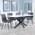 Bari White Ceramic Extending Dining Set - Corona Grey Fabric Dining Chair