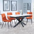 Bari White Ceramic Extending Dining Set - Corona Orange Fabric Dining Chair