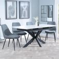 Bari Extending Dining Set - 4-6 Seater - 140cm-180cm - White Ceramic - Darwin Dining Chair - Grey Fabric