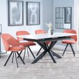 Bari Extending Dining Set - 4-6 Seater - 140cm-180cm - White Ceramic - Ion Swivel Dining Chair - Orange Velvet Fabric