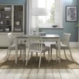 Bergen Grey Washed Oak Extending Dining Table Set - 4-6 Seater - 80cm-115cm - 4 Slatted Back Grey Bonded Leather Chairs