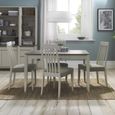 Bergen Grey Washed Oak Extending Dining Table Set - 4-6 Seater - 80cm-115cm - 4 Slatted Back Titanium Fabric Chairs