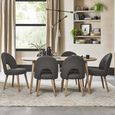 Dansk Scandi Oak Dining Table Set - 4 Seater - 4 Cold Steel Fabric Upholstered Chairs