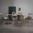 Dansk Scandi Oak Extending Dining Table Set - 6-8 Seater - 175cm-215cm - 6 Eriksen Grey Velvet Chairs