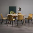 Dansk Scandi Oak Extending Dining Table Set - 6-8 Seater - 175cm-215cm - 6 Mondrian Mustard Velvet Chairs