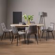 Dansk Scandi Oak Dining Table Set - Mondrian Dark Grey Velvet Fabric Chairs