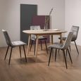 Dansk Scandi Oak Dining Table Set - Mondrian Dark Grey Velvet Fabric Chairs