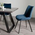 Hirst Grey Painted Glass Dining Table Set - 6 Seater - 90cm - 6 Fontana Blue Velvet Chairs