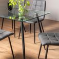 Martini Glass Dining Table Set - 6 Seater - 140cm - 4 Mondrian Dark Grey Faux Leather Chairs