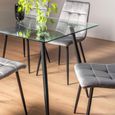 Martini Glass Dining Table Set - 6 Seater - 140cm - 4 Mondrian Grey Velvet Chairs