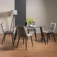 Martini Glass Dining Table Set - 6 Seater - 140cm - 4 Mondrian Grey Velvet Chairs
