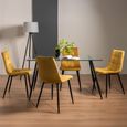 Martini Glass Dining Table Set - 6 Seater - 140cm - 4 Mondrian Mustard Velvet Chairs