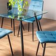 Martini Glass Dining Table Set - 6 Seater - 140cm - 4 Mondrian Petrol Blue Velvet Chairs