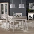 Montreux Extending Dining Table Set - 4-6 Seater - 140cm-180cm - 4 X Back Grey Bonded Leather Chairs - Grey Washed Oak & Soft Grey