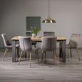 Oakham Scandi Oak Extending Dining Table Set - 6-8 Seater - 180cm-225cm - 6 Eriksen Grey Velvet Chairs
