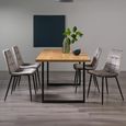 Ramsay Oak Dining Table Set - 6 Seater - 160cm - U Leg - 4 Mondrian Grey Velvet Chairs