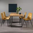 Ramsay Oak Dining Table Set - 6 Seater - 160cm - U Leg - 4 Mondrian Mustard Velvet Chairs