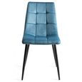 Ramsay Oak Dining Table Set - 6 Seater - 160cm - U Leg - 4 Mondrian Petrol Blue Velvet Chairs