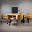 Ramsay Oak Dining Table Set - 6 Seater - 160cm - U Leg - 6 Cezanne Mustard Velvet Chairs - Black Legs