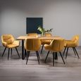 Ramsay Oak Dining Table Set - 6 Seater - 160cm - U Leg - 6 Dali Mustard Velvet Chairs