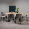 Ramsay Oak Dining Table Set - 6 Seater - 160cm - U Leg - 6 Mondrian Grey Velvet Chairs