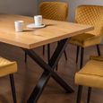 Ramsay Oak Dining Table Set - 6 Seater - 160cm - X Leg - 4 Cezanne Mustard Velvet Chairs - Black Legs