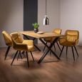 Ramsay Oak Dining Table Set - 6 Seater - 160cm - X Leg - 4 Dali Mustard Velvet Chairs