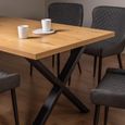 Ramsay Oak Dining Table Set - 6 Seater - 160cm - X Leg - 6 Cezanne Dark Grey Faux Leather Chairs - Black Legs