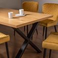 Ramsay Oak Dining Table Set - 6 Seater - 160cm - X Leg - 6 Cezanne Mustard Velvet Chairs - Black Legs