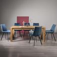 Turin Light Oak Extending Dining Table Set - 6-10 Seater - 185cm-245cm - 8 Fontana Blue Velvet Chairs
