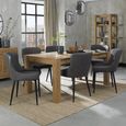 Turin Light Oak Extending Dining Table Set - 6-8 Seater - 165cm-225cm - 6 Cezanne Dark Grey Faux Leather Chairs - Black Legs