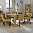 Turin Light Oak Extending Dining Table Set - 6-8 Seater - 165cm-225cm - 6 Cezanne Mustard Velvet Chairs - Black Legs