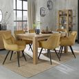 Turin Light Oak Extending Dining Table Set - 6-8 Seater - 165cm-225cm - 6 Dali Mustard Velvet Chairs
