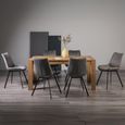 Turin Light Oak Extending Dining Table Set - 6-8 Seater - 165cm-225cm - 6 Fontana Grey Velvet Chairs