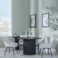 Bern Fluted Black 4 Seater Round Dining Set - 4 Ace Beige Fabric Swivel Dining Chair
