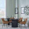 Bern Fluted Black 4 Seater Round Dining Set - 4 Ace Orange Fabric Swivel Dining Chair