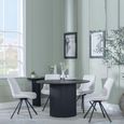 Bern Fluted Black 4 Seater Round Dining Set - 4 Boden Cream Fabric Swivel Dining Chair