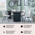 Bern Fluted Black 4 Seater Round Dining Set - 4 Corona Beige Fabric Chairs