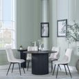 Bern Fluted Black 4 Seater Round Dining Set - 4 Corona Beige Fabric Chairs