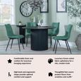 Bern Fluted Black 4 Seater Round Dining Set - 4 Corona Green Fabric Chairs