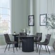 Bern Fluted Black 4 Seater Round Dining Set - 4 Corona Grey Fabric Chairs