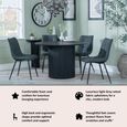 Bern Fluted Black 4 Seater Round Dining Set - 4 Corona Light Grey Fabric Chairs