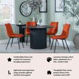 Bern Fluted Black 4 Seater Round Dining Set - 4 Corona Orange Fabric Chairs