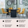 Bern Fluted Black 4 Seater Round Dining Set - 4 Corona Yellow Fabric Chairs