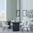 Bern Fluted Black 4 Seater Round Dining Set - 4 Darwin Cream Fabric Dining Chair
