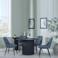 Bern Fluted Black 4 Seater Round Dining Set - 4 Darwin Dark Grey Fabric Dining Chair