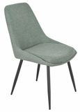 Bern Fluted Black 4 Seater Round Dining Set - 4 Darwin Green Fabric Dining Chair