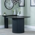 Bern Fluted Black 4 Seater Round Dining Set - 4 Darwin Grey Fabric Dining Chair
