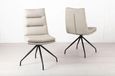 Bern Fluted Black 4 Seater Round Dining Set - 4 Diego Beige Leather Swivel Dining Chair
